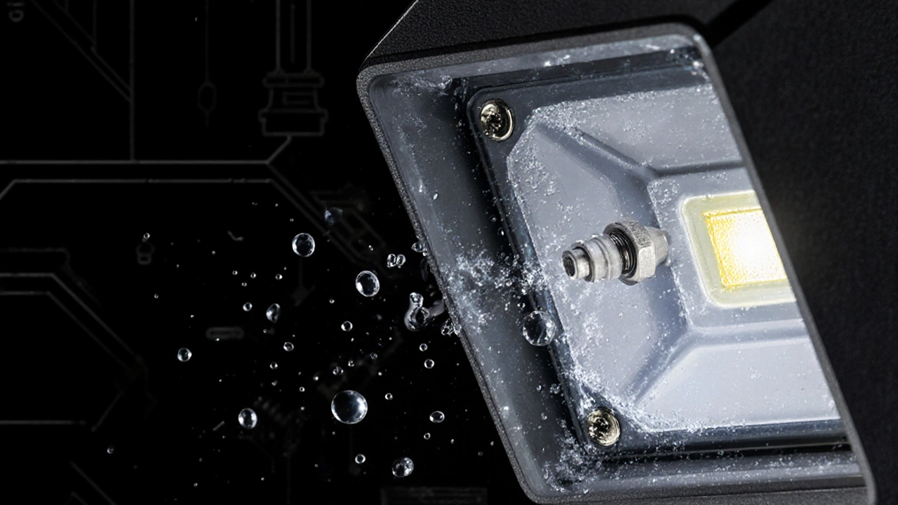 Inside view of sealed electrical connection with dielectric grease and UV-resistant materials.