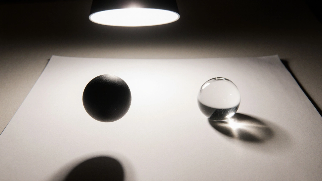 Why a Rubber Ball Casts a Clear Shadow While a Glass Ball’s Shadow Is Hard to See
