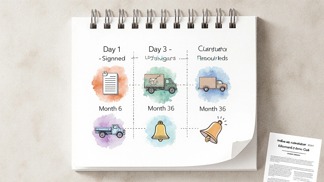 Timeline illustration showing legal ways to cancel ADT without fees.