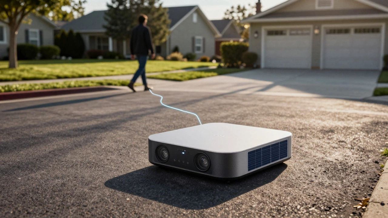 EufyCam S4 with solar panel and AI tracking, capturing movement without subscription.