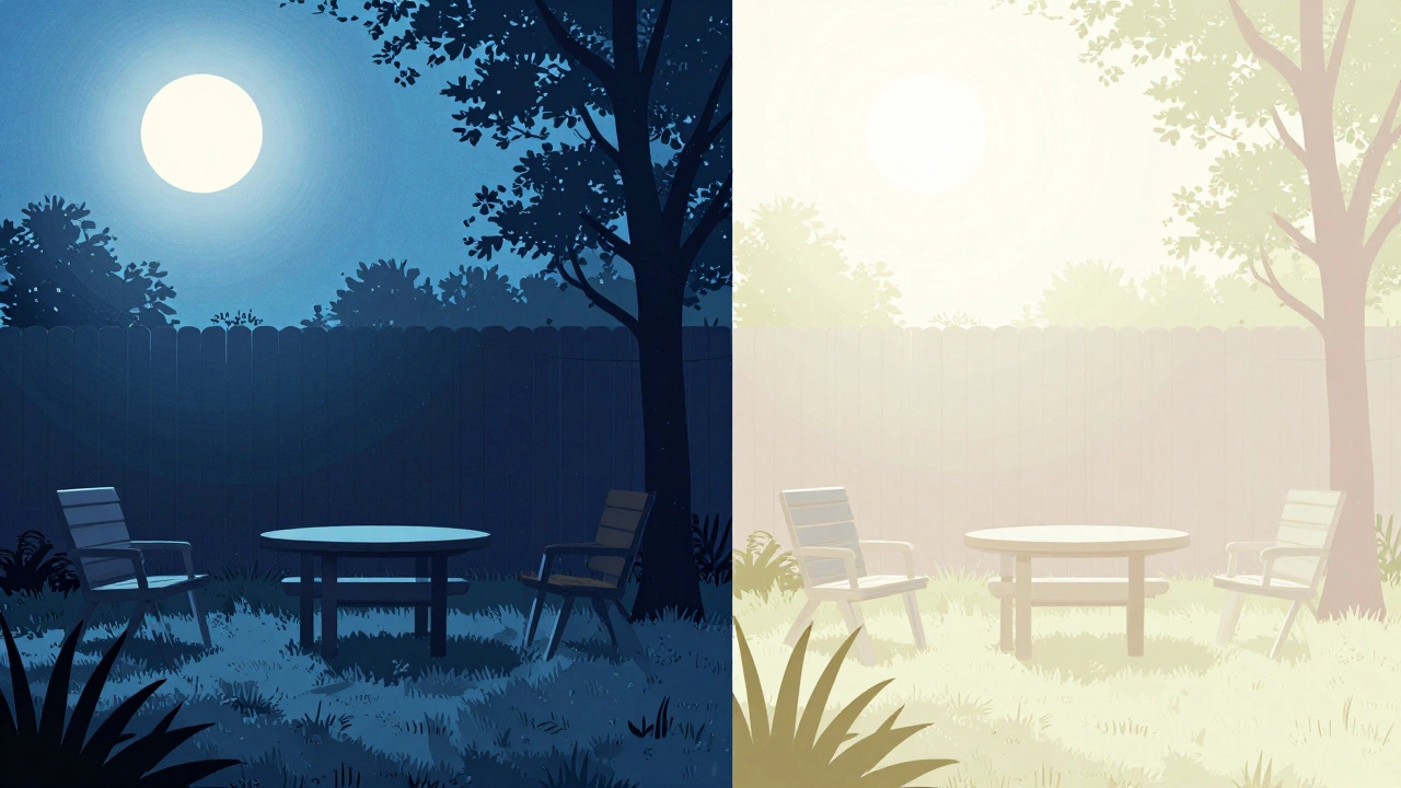 Comparison of harsh cool light vs warm white security lighting