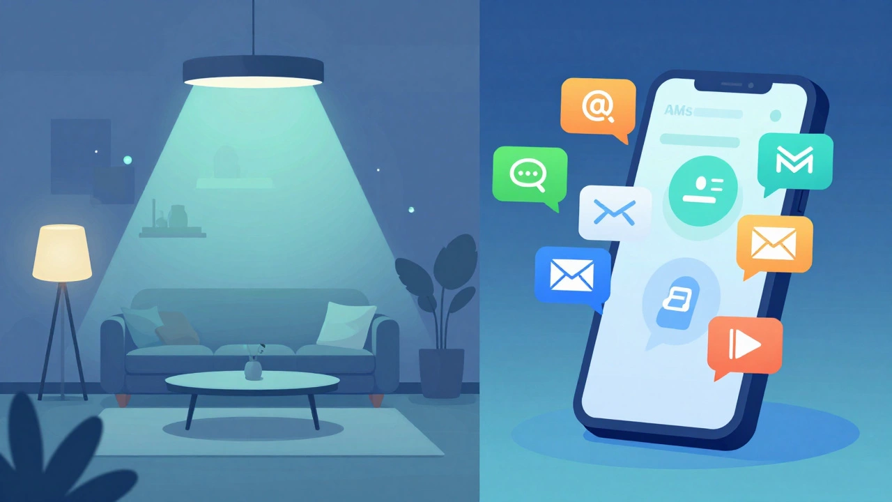 Conceptual graphic of smart home automation and phone alerts