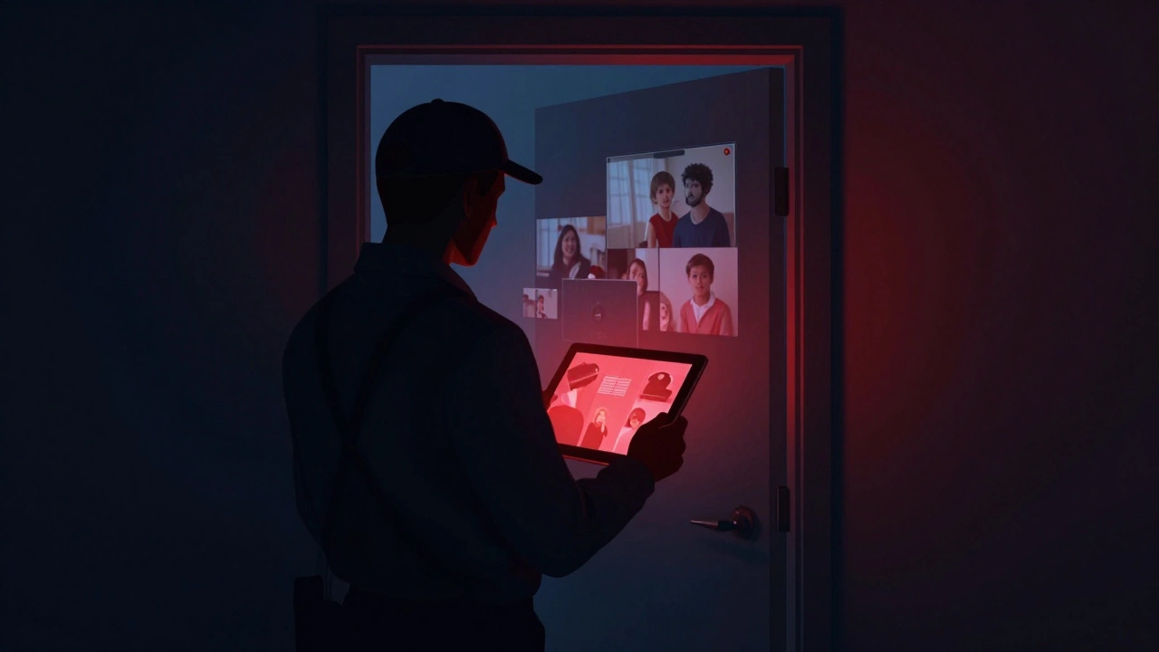 Silhouette of technician with tablet implying privacy breach