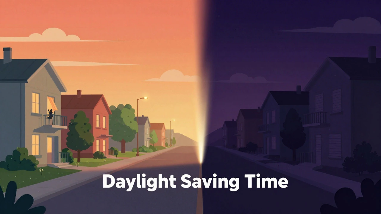 Illustration comparing crime rates in daylight vs darkness