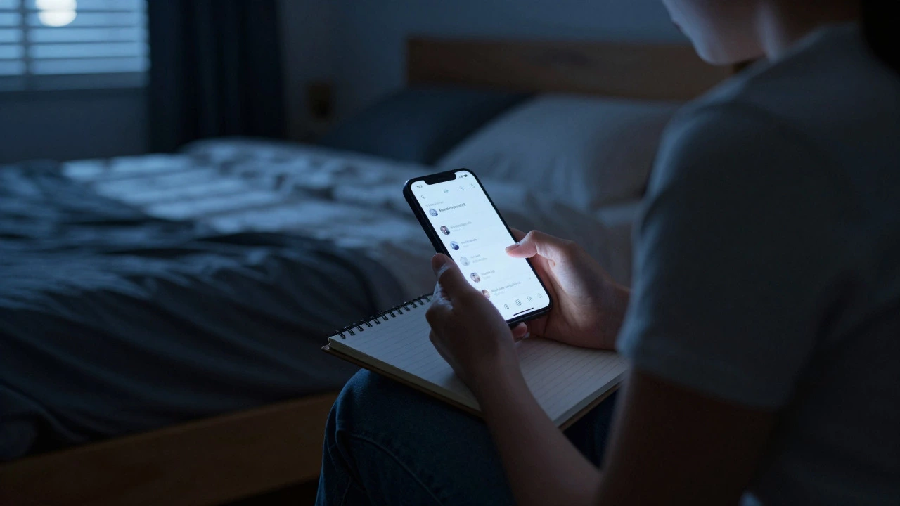 Person recording audio evidence of nighttime barking on a smartphone