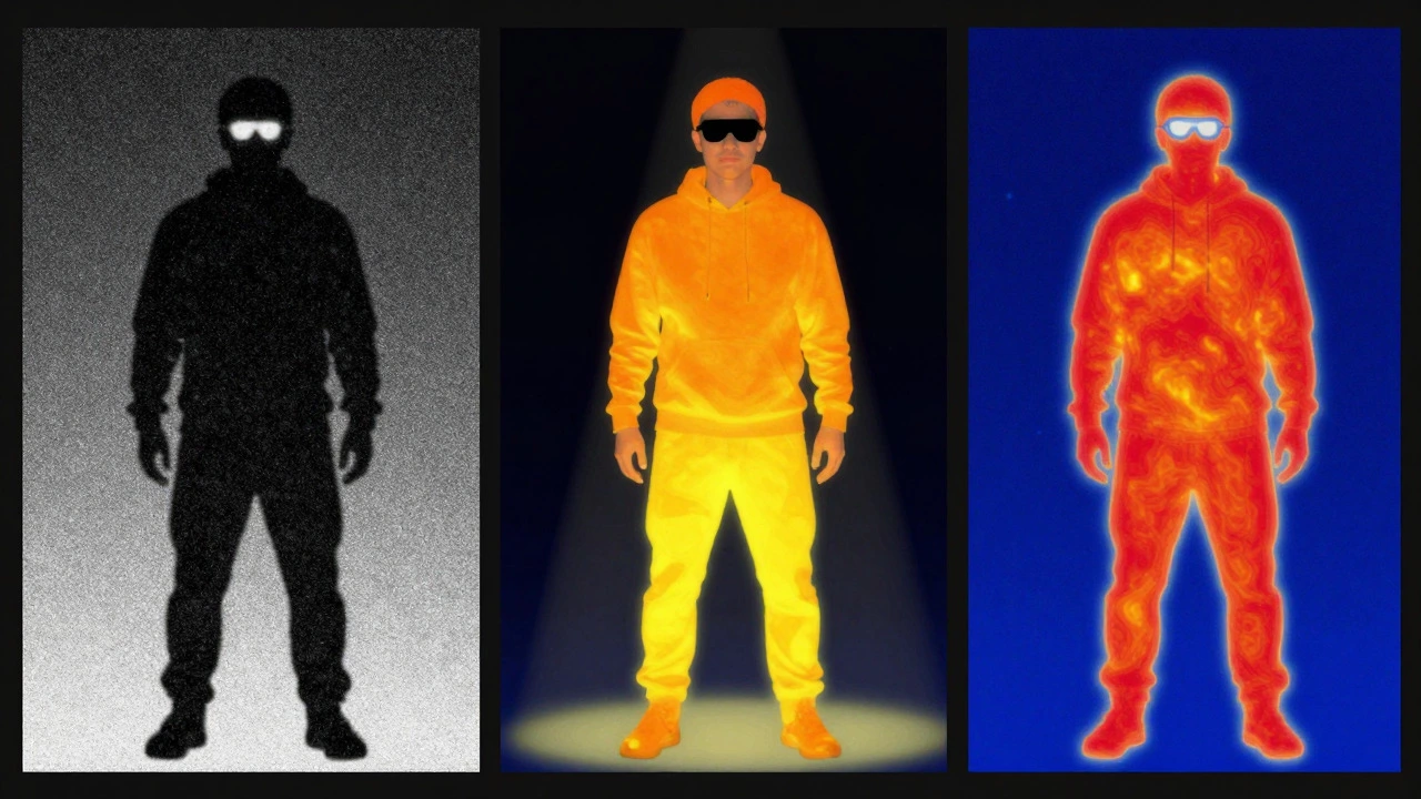 Comparison of infrared, color, and thermal night vision images