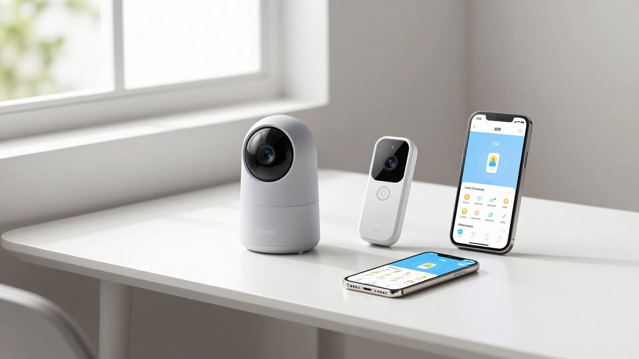 Hybrid baby monitor setup with camera, parent unit, and smartphone