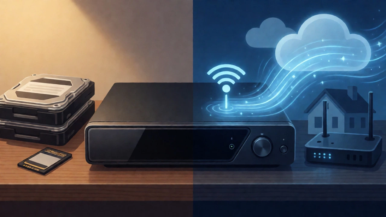 Split view of local DVR hardware and abstract cloud data streams